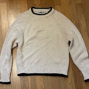 Woman’s Cream Sweater with Black Trim Mango